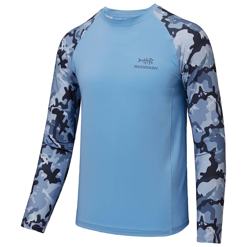 Youth UPF 50+ Camo Long Sleeve Fishing Shirt FS08Y, Carolina/Blue Camo / M