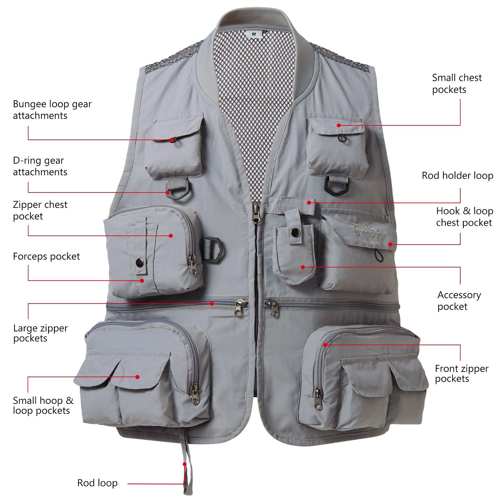 Bassdash Versatile Men's Fly Fishing Vest Photographer Vest Mesh