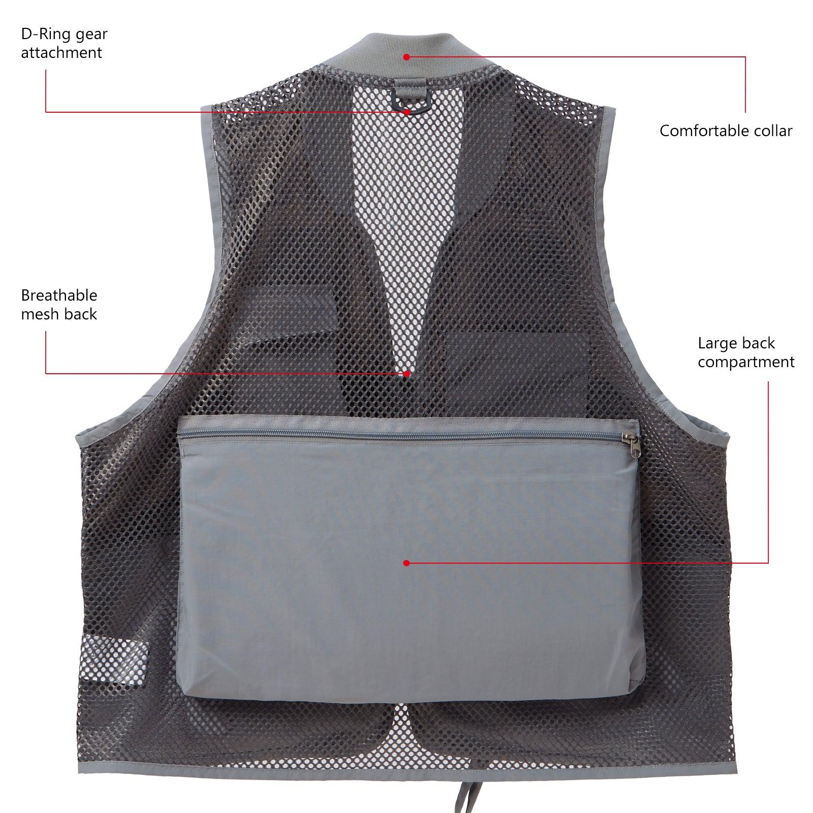 Bassdash Versatile Men’s Fly Fishing Vest Photographer Vest Mesh Back for Outdoor Activities Army Green / M