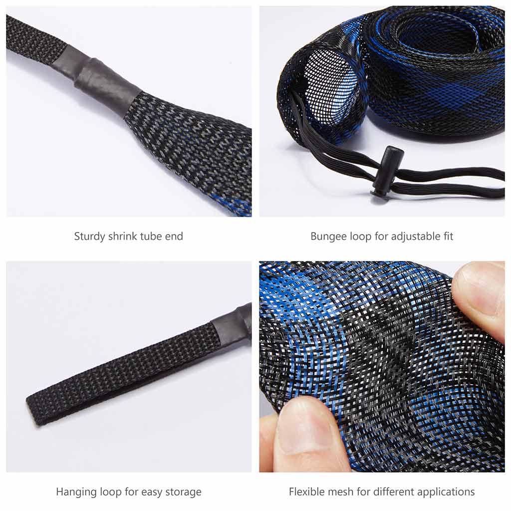 Fishing Rod Sleeves Protective Rod Socks Up to 7-1/2ft, Black & Blue - 2pcs / for Spinning Rod Up to 7-1/2 ft