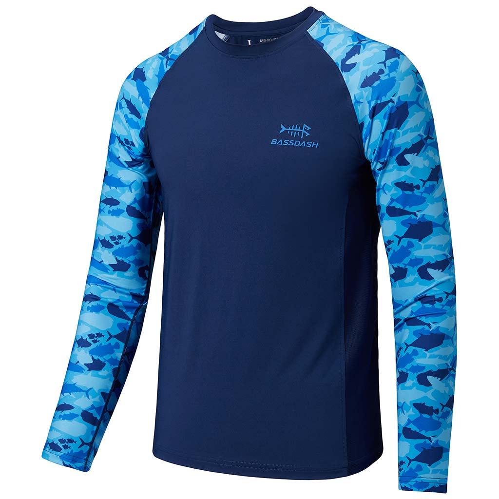 Youth SPF Camo Long Sleeve Fishing Shirt | Bassdash Fishing Dark Blue/Blue Fishes / L