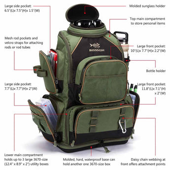 fishing tackle bags australia Bassdash Waterproof Fishing Tackle Backpack Rod Holder 3670Tactical Bag