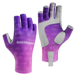 Women’s UPF 50+ Fingerless Fishing Gloves - Bassdash#color_gradient-purple