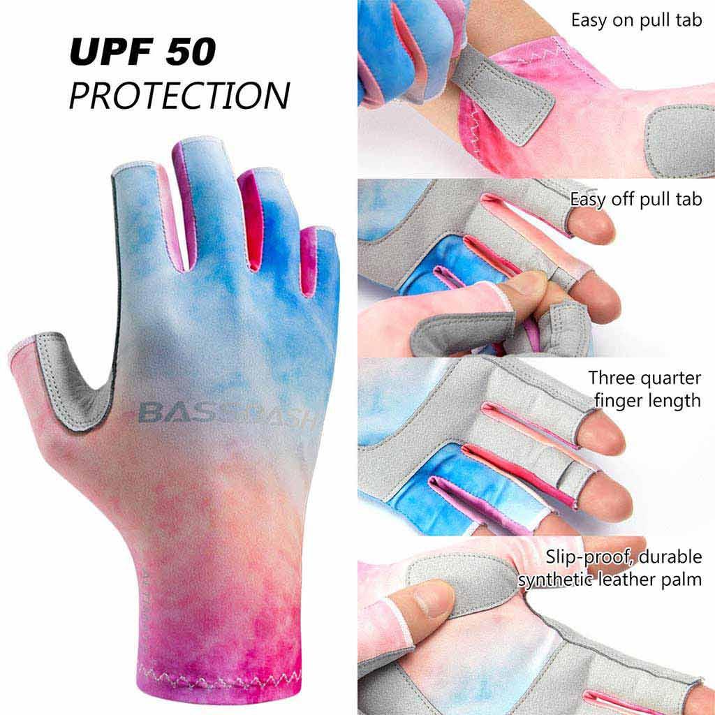 Fishing Gloves Sun Protection Fingerless Glove UV Protection Gloves UPF 50+  SPF for Men Women Kayaking Rowing Driving Hiking Sailing