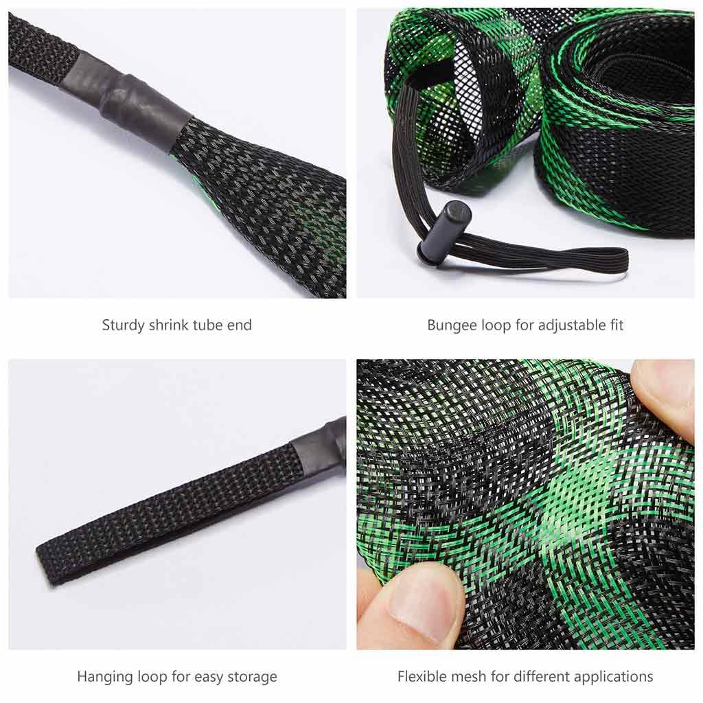 Fishing Rod Sleeves Protective Rod Socks Up to 7-1/2ft, Black & Green - 2pcs / for Spinning Rod Up to 7-1/2 ft