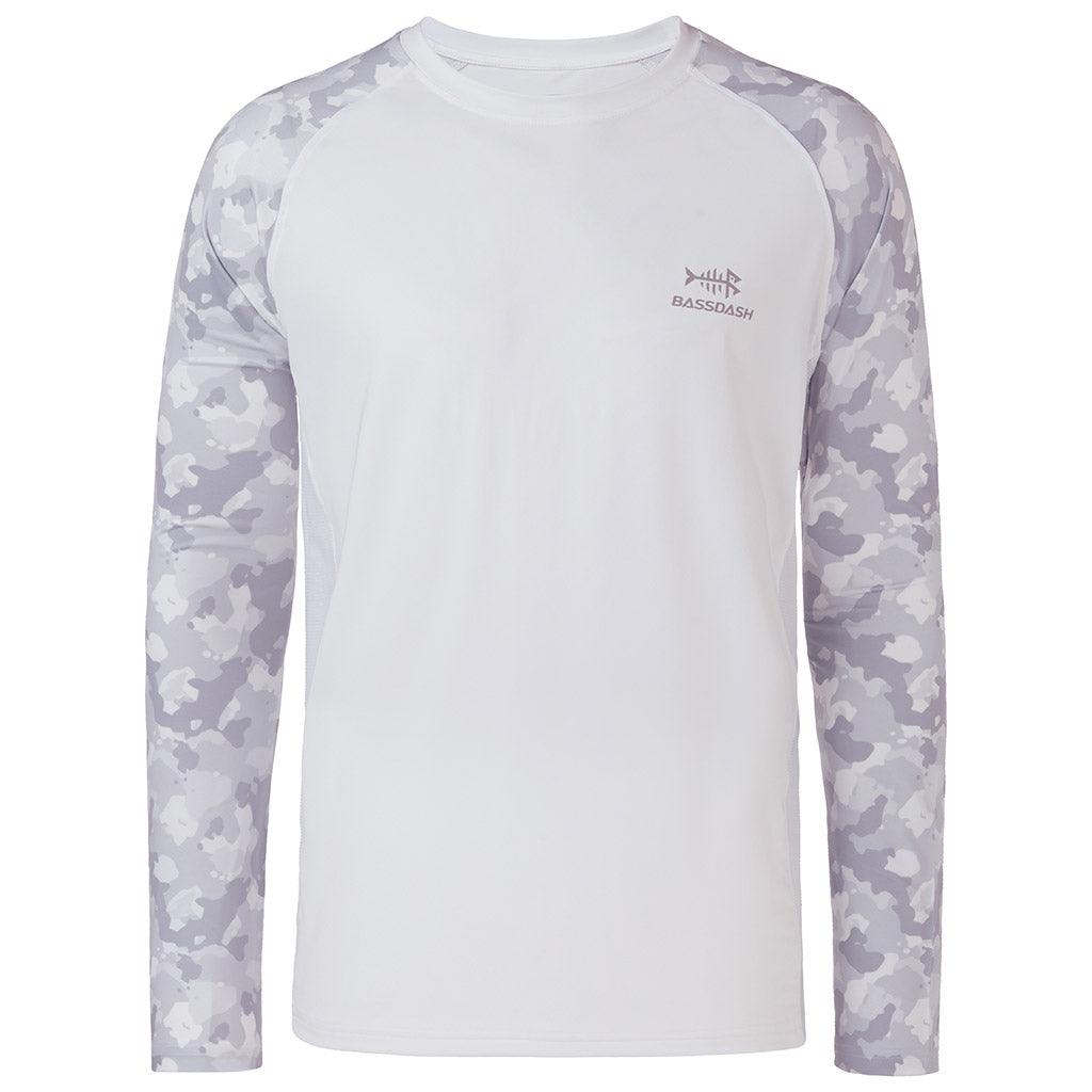 Raglan Long Sleeve Camo UPF Shirt | Bassdash Fishing White/Grey Hexagonal Scales / 3XL