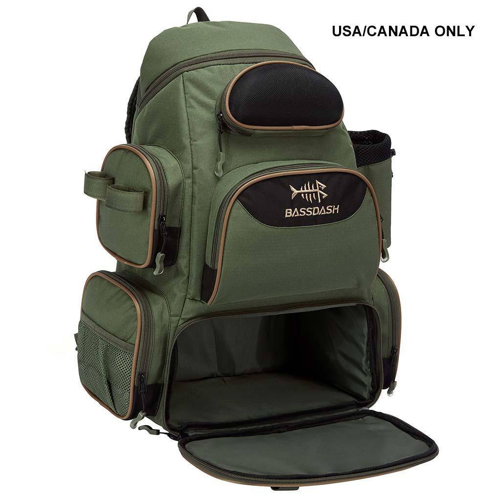 HUNTSEN 43L Fishing Tackle Backpack - Waterproof Fishing Bag With Rod Holders & 3 Tackle Boxes