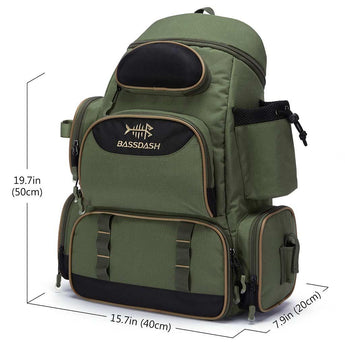 Bassdash Fishing Tackle Backpack Water Resistant Lightweight Tactical Bag Soft Tackle Box With Rod Holder And Protective