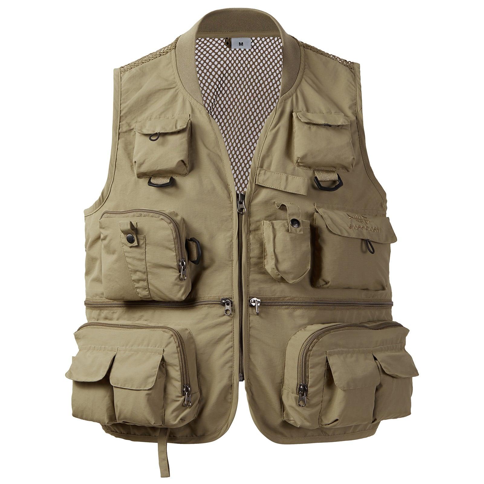 Bassdash Versatile Men’s Fly Fishing Vest Photographer Vest Mesh Back for Outdoor Activities Army Green / M