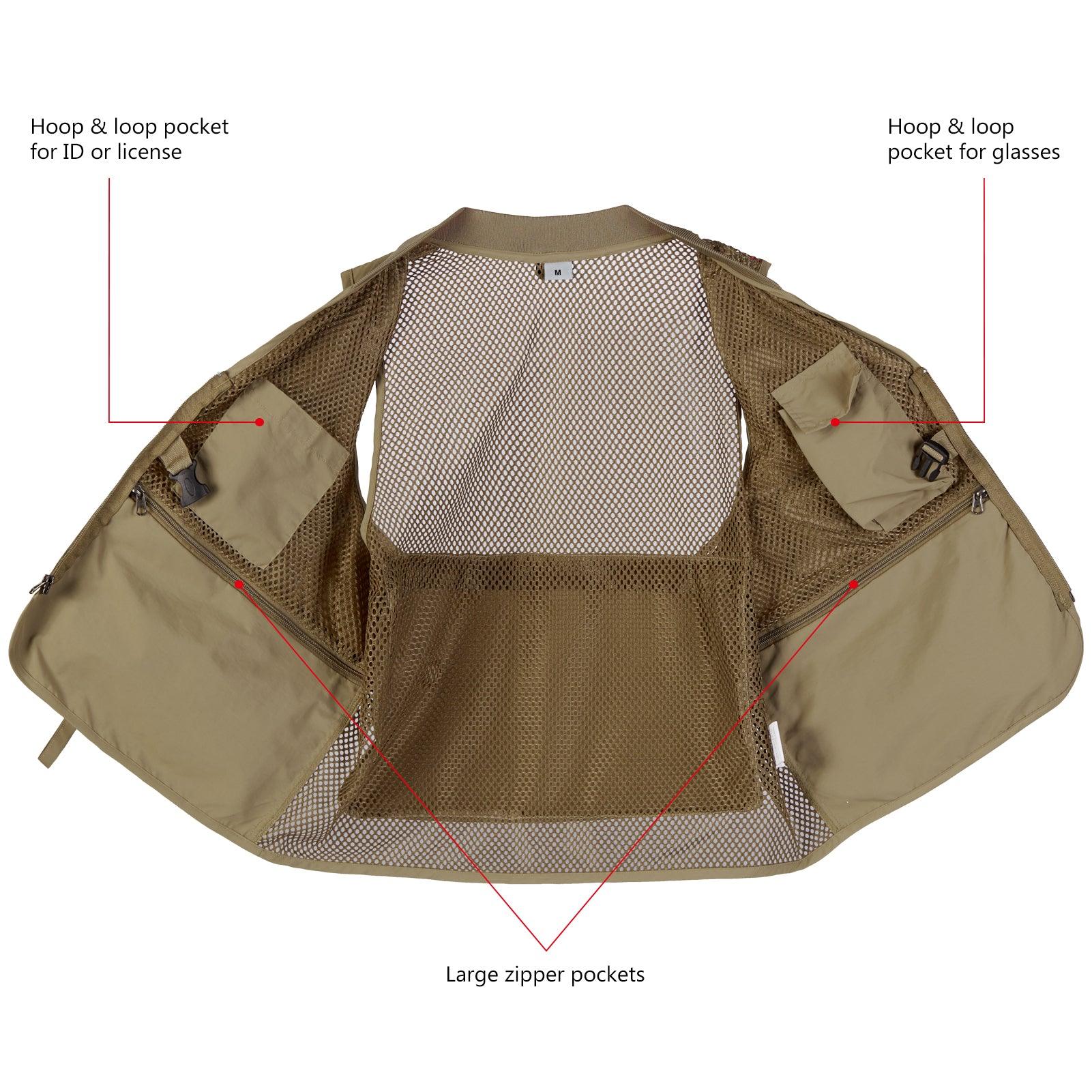 Bassdash Versatile Men’s Fly Fishing Vest Photographer Vest Mesh Back for Outdoor Activities Army Green / M