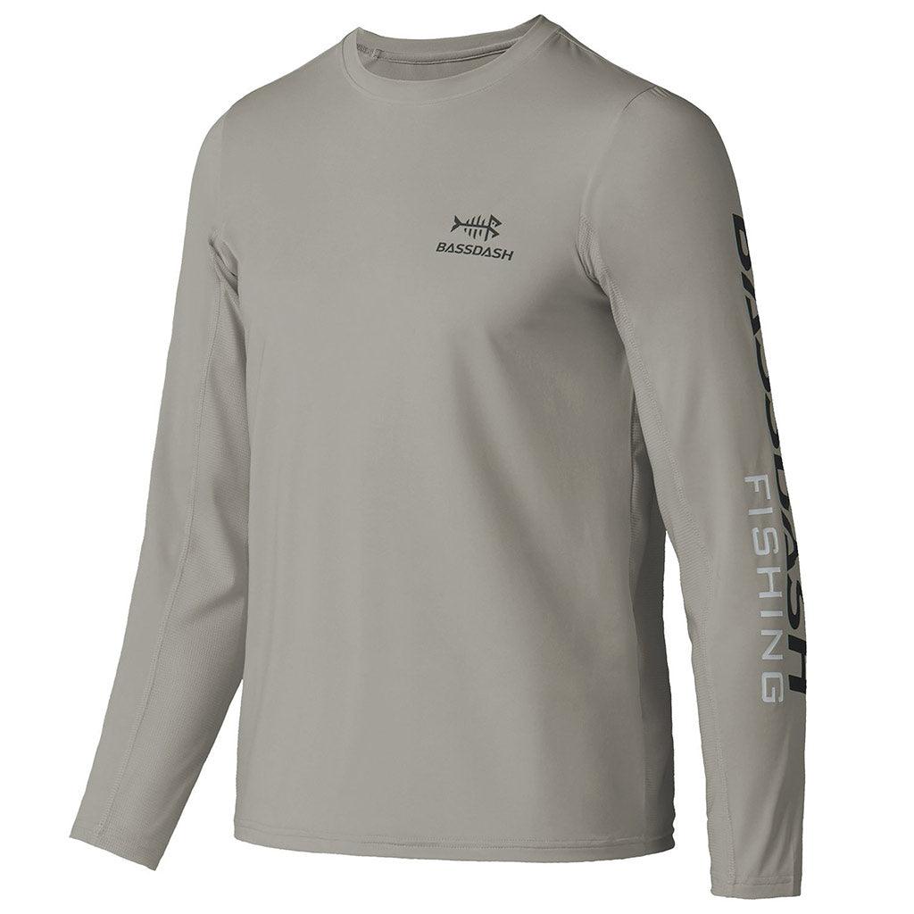 Bassdash Men’s UPF 50+ Performance Fishing T-Shirt Quick Dry Short Sleeve Active Shirt, Ash Grey/Dark Grey Logo / L