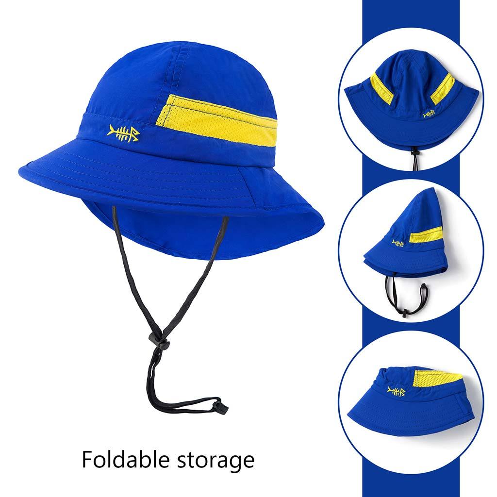 Bassdash Foldable UPF 50+ Fishing Hats with Removable Neck Flap FH12, Dark Blue with Foldable Brim / One Size