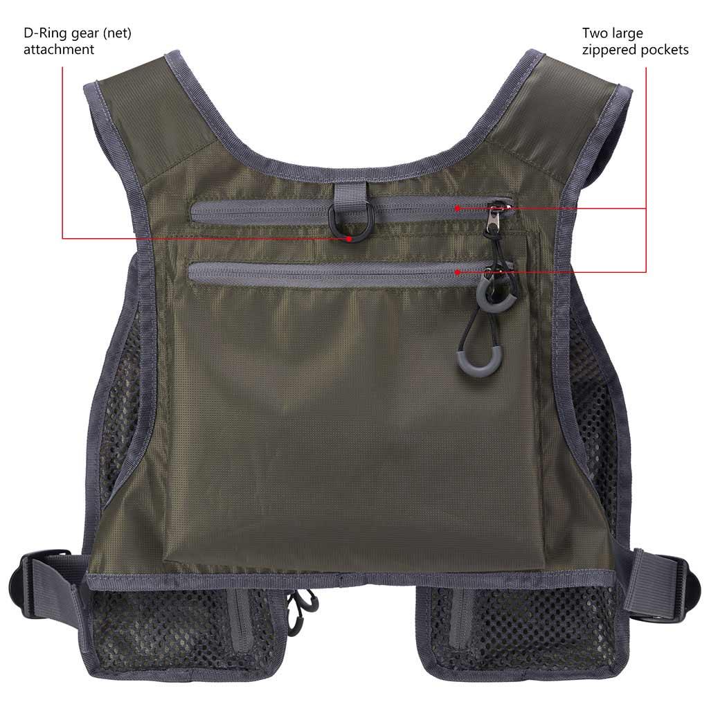 Bassdash FV08 Ultra Lightweight Fishing Vest With Multi-Pockets for Men and Women, Army Green / ONE SIZE