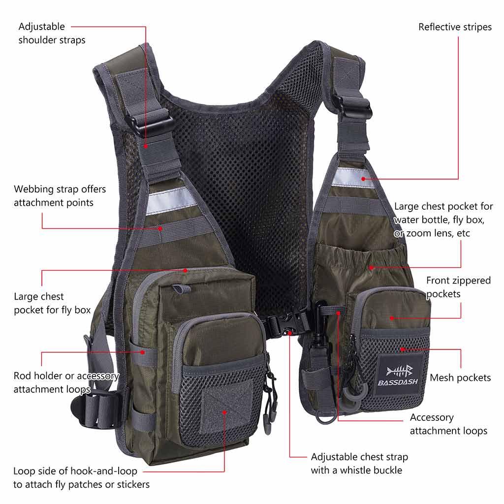 Lightweight Fly Fishing Vest Men with MultiPockets FV08 Bassdash Fishing
