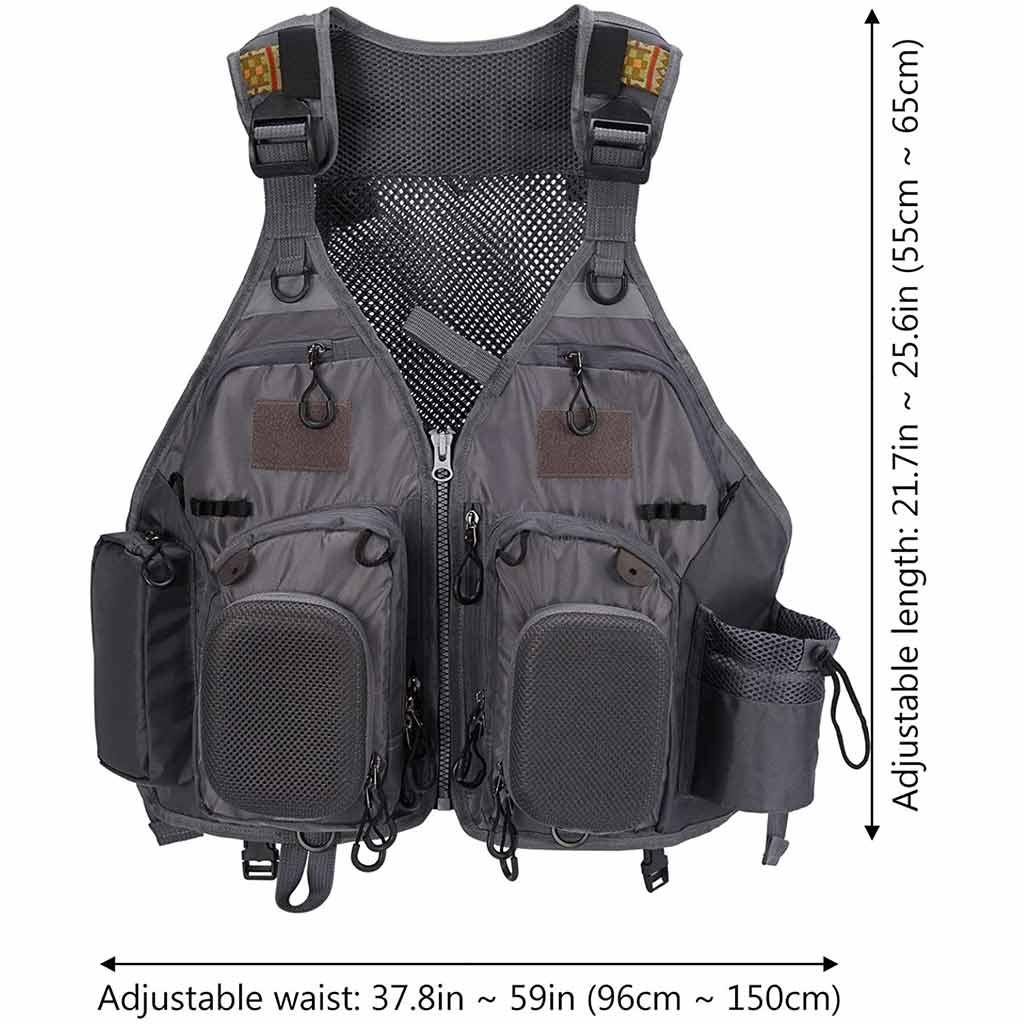 Bassdash Youth Fly Fishing Vest FV09 Grey/Chocolate