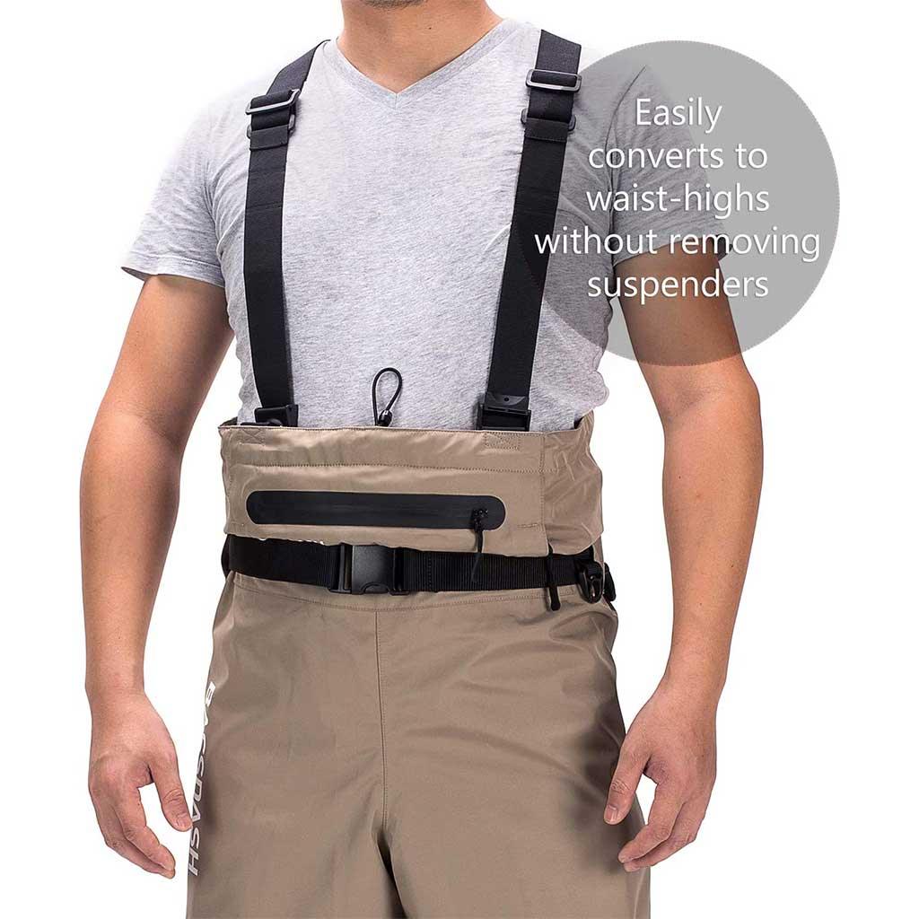 Men’s Breathable Chest Waist Convertible Fishing Waders - Bassdash Boot Foot Waders Khaki / L