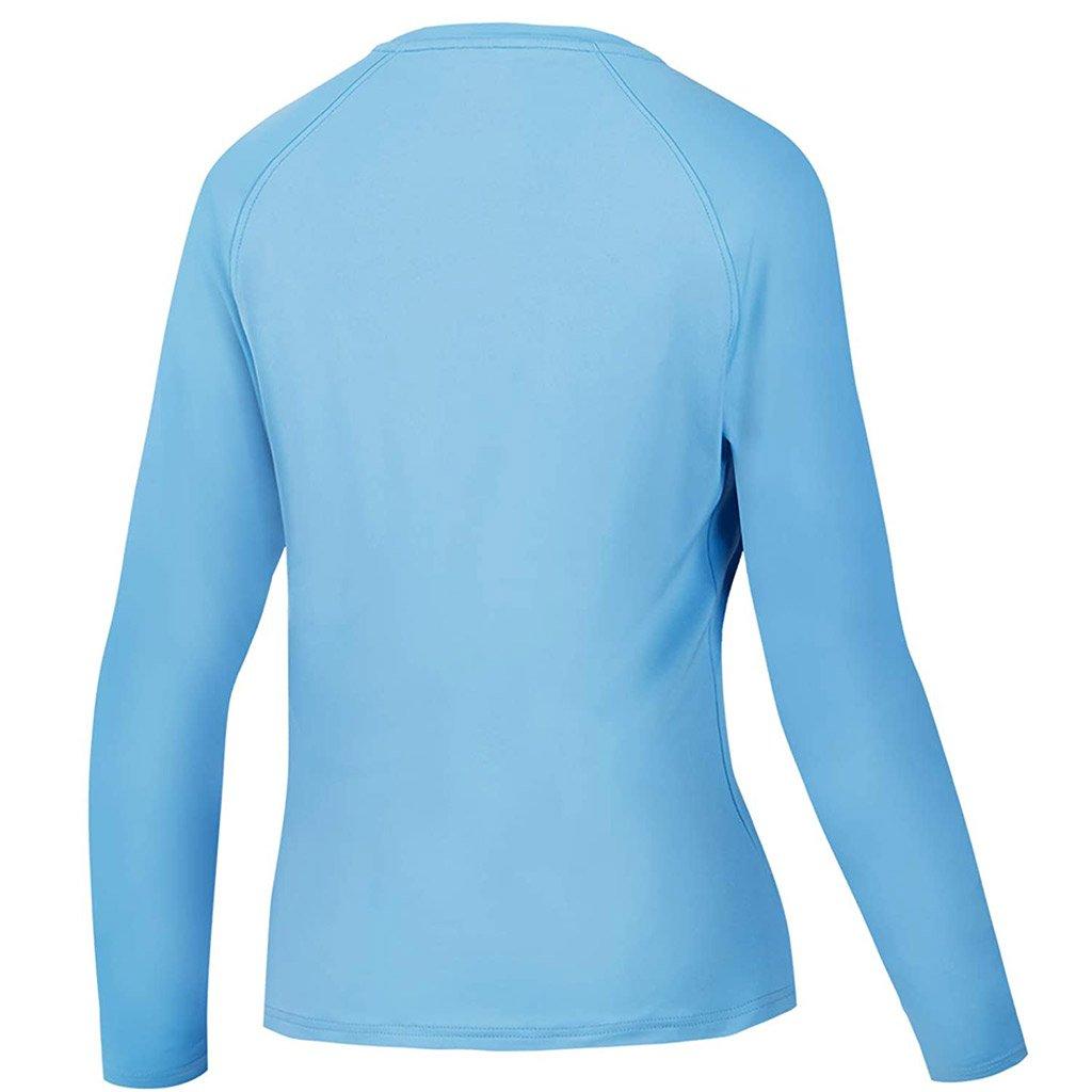 V Neck Ladies Long Sleeve Fishing Shirt - Blue/Light Blue – Big