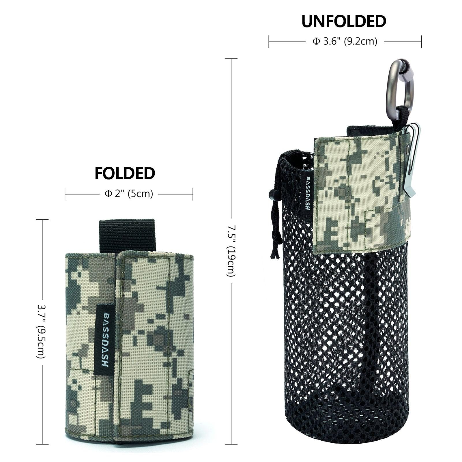 Bassdash Tactical Molle Water Bottle Pouch with Carabiner Foldable